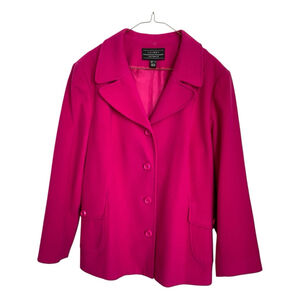 LOUBEN Pink/fuchsia Wool Cashmere Blazer Plus Size 16